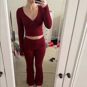 Women's Burgundy Two-Piece Set